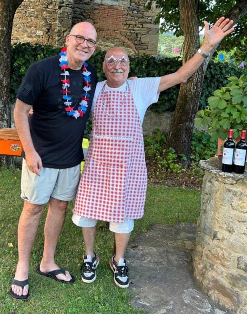 Larry J Snyder and Piero, 4th of July Italian Feast in Montanare, Italy.