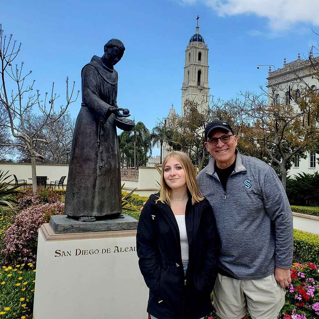 Larry J. Snyder and daughter, Daniela, visiting San Diego University, Spring 2023.